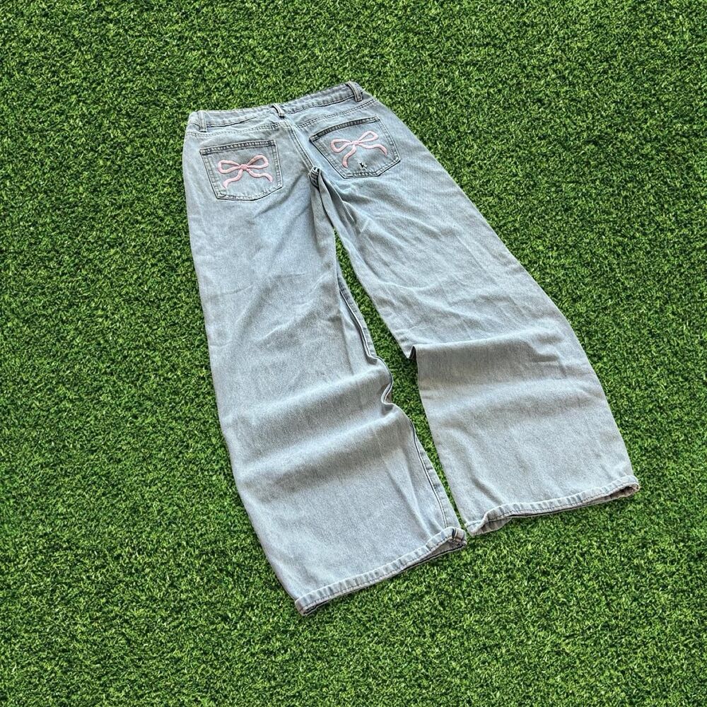 Women’s Y2K super baggy wide leg back pocket embroidered jeans